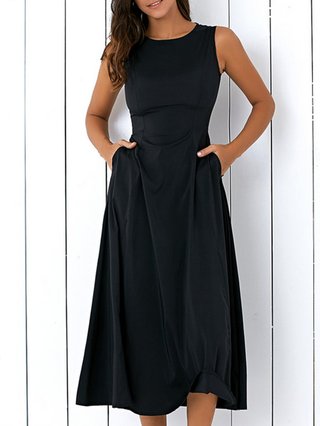 plus size black dress with pockets