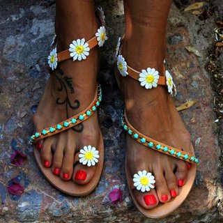 womens flower flip flops