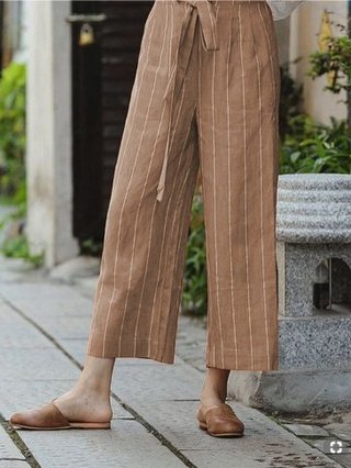 striped ankle length pants