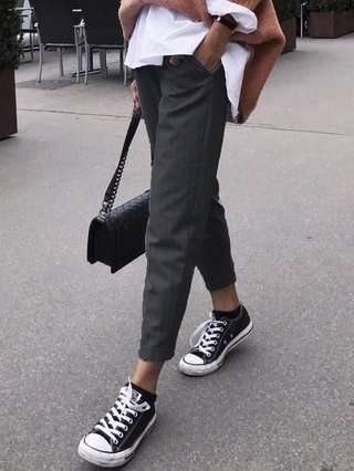 striped ankle length pants