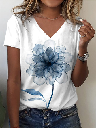 Plus Size Loose Casual Jersey Printing T-Shirt