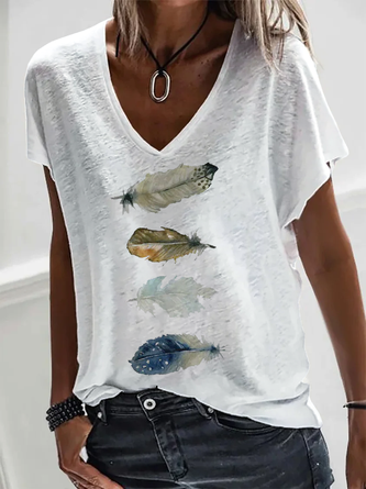 Casual Loose Jersey V Neck T-Shirt