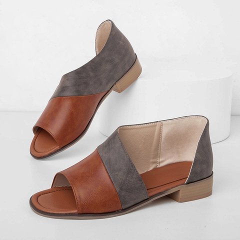 low heel panel sandals