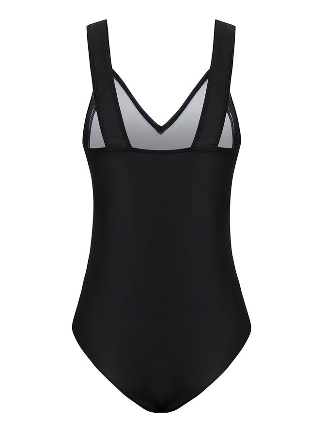 Casual Abstract Printing V neck One Pieces Swimsuit