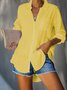 Loose Pockets Casual Cotton Blouse