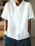 Women's Baby Collar Double Breasted Short Sleeve shirt